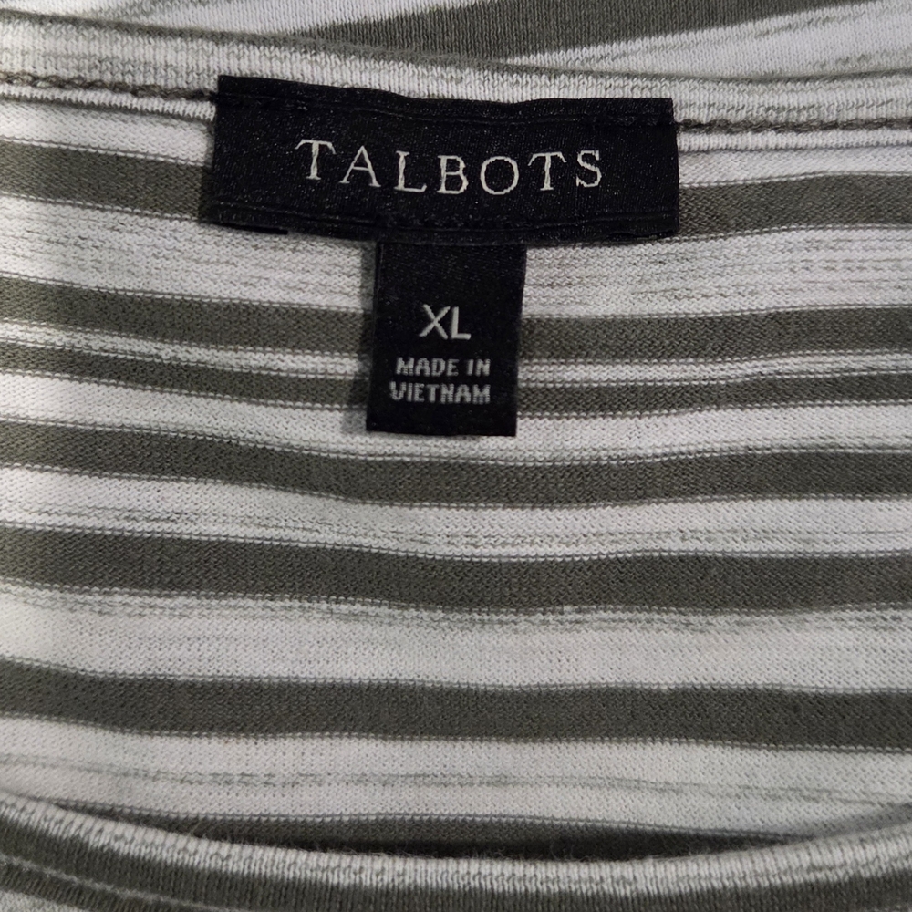 Talbots Olive and White Striped Side Tie Dress - Picture 4 of 5